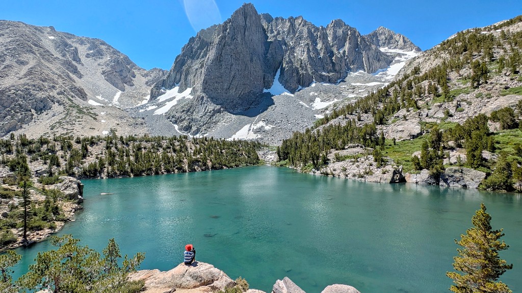 Second Lake at Big Pine Lakes – turquoise glacial water below the granite spires of Temple Crag and the Palisade Crest, Eastern Sierra